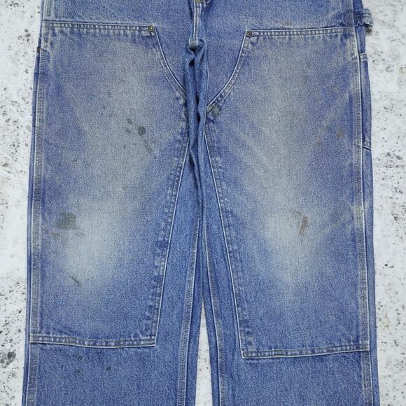 Vintage Carhartt B73 DST Faded Blue Jeans Denim Double Knee Carpenter Pant 35x29 - Picture 4 of 16